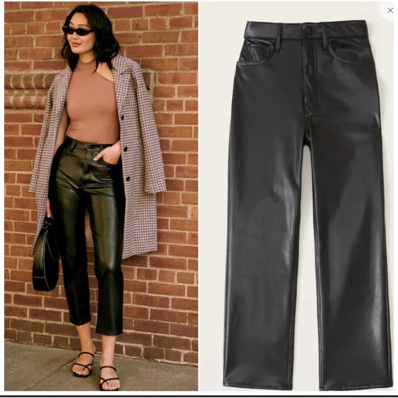 Abercrombie & Fitch Pants - Abercrombie ankle straight ultra high rise vegan leather pants size 28